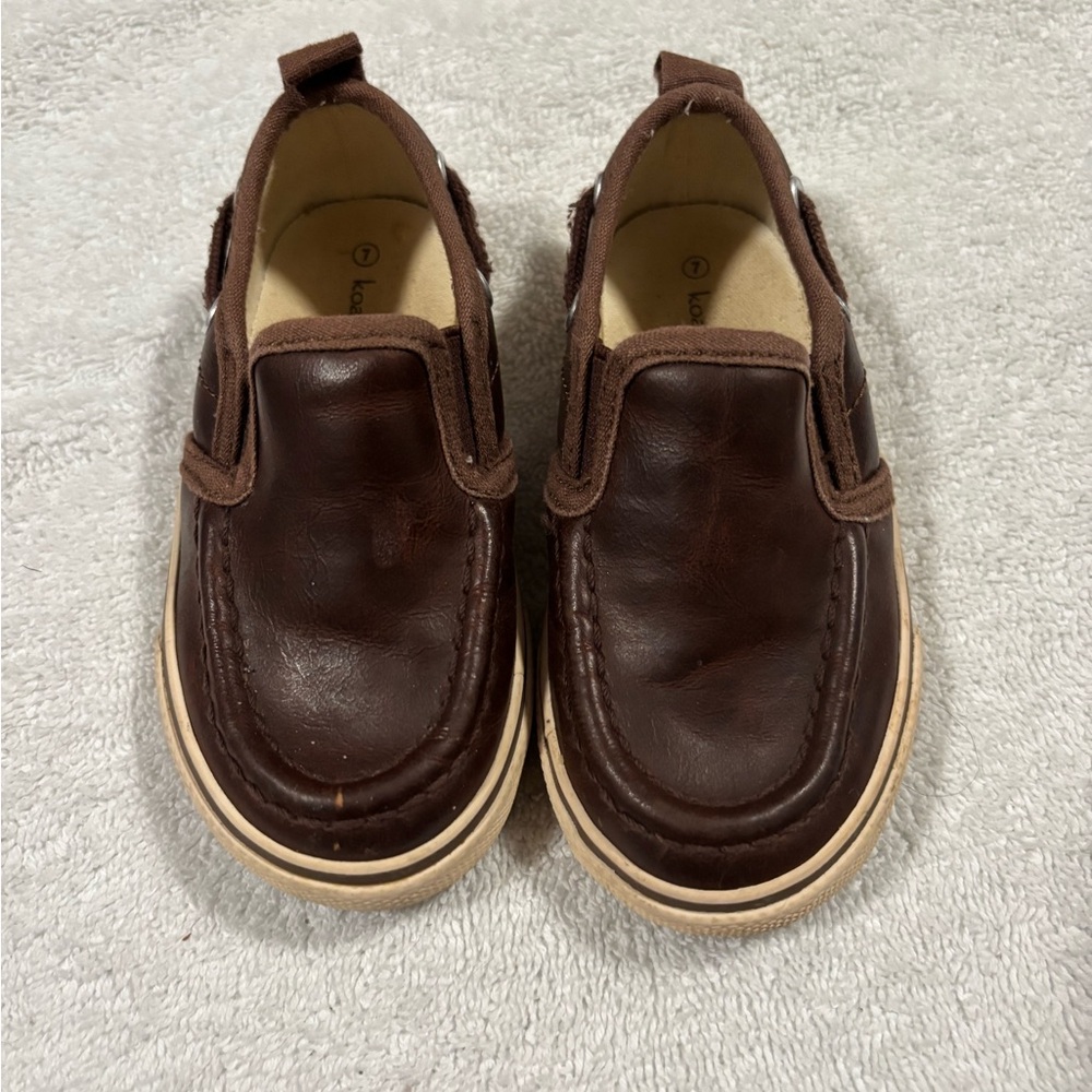 Kids brown loafers slip on shoes dress casual play church holiday toddler school